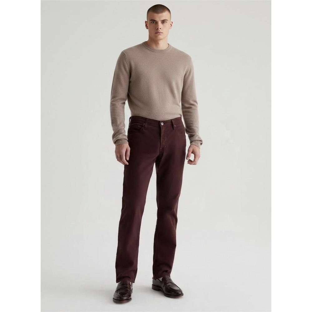 AG Adriano Goldschmied The Graduate Tailored Leg Pants Burgundy Maroon 33R Mens